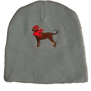 The Black Dog winter hat beanie - Christmas Dog Red Hat Scarf Holiday Gift Blue